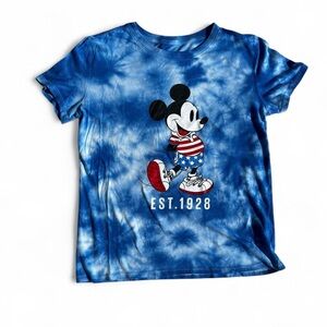 Disney Blue Patriotic Tie-Dye Tee with Mickey Mouse